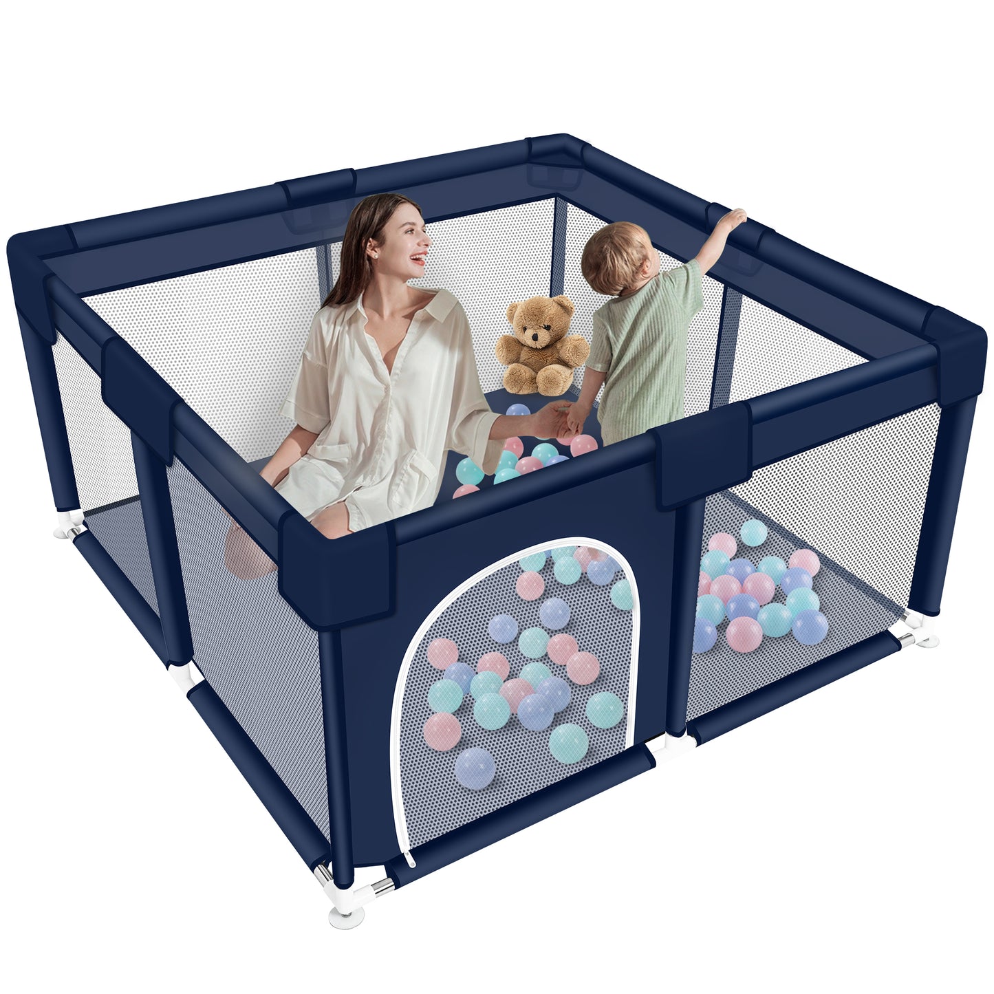 Baby Playpen, HDJ 50*50 inch Baby Play Yard with Soft Breathable Mesh and Anti-Slip Base, Baby Fence Infant Playard for Boy and Girls