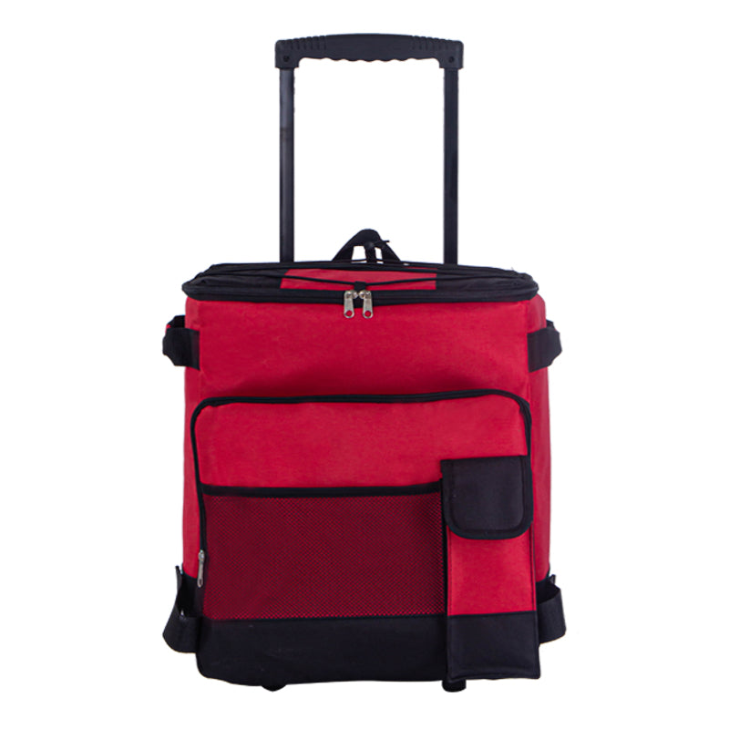 Rolling Cooler, HDJ 43L Large Leakproof Soft Cooler Bag with Wheels and Handle for Beach Camping Patio Travel Outdoor, Blue/Black/Grey/Red