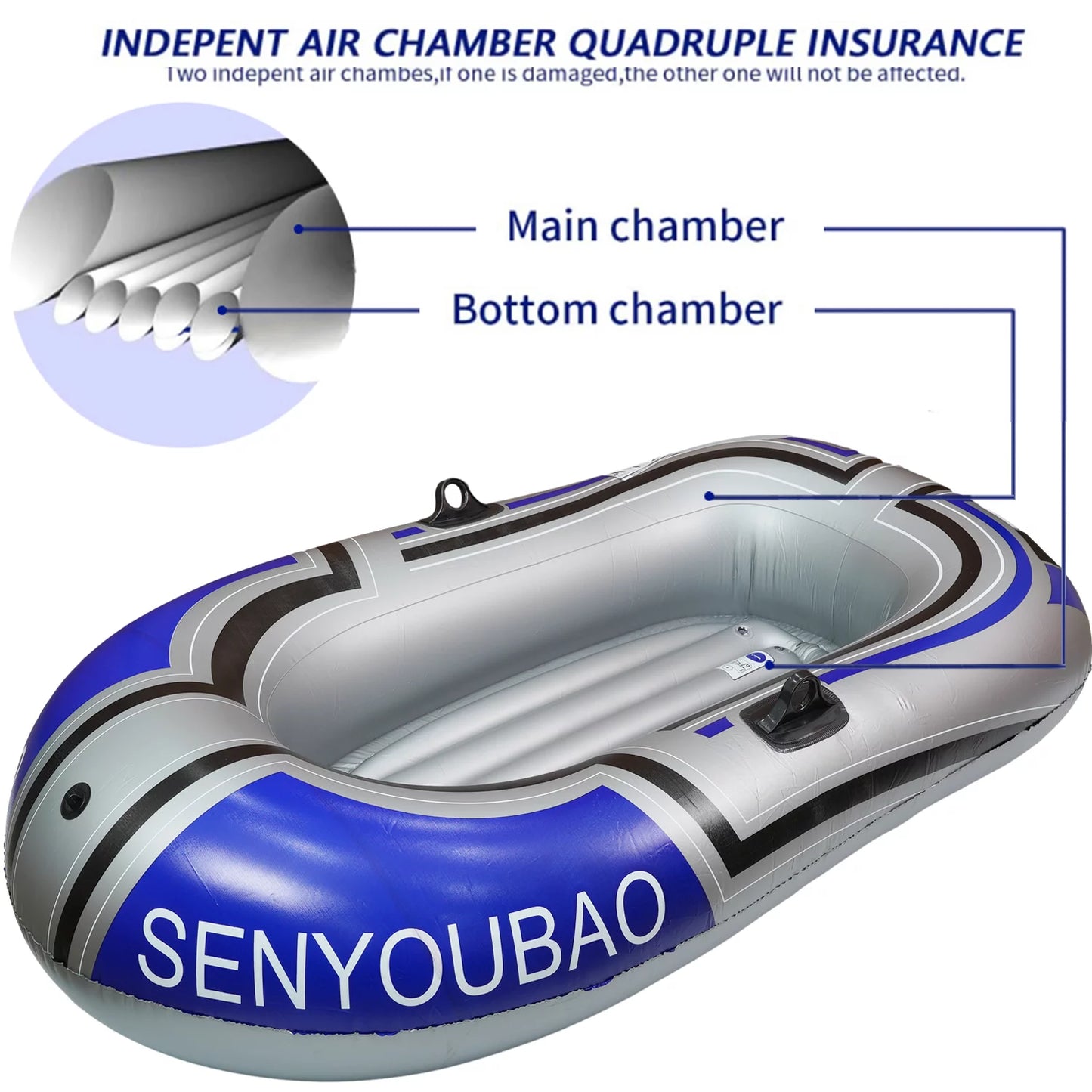 Inflatable Boat,2 Person 74 inch Inflatable Raft Fishing Boat with 2 Oars and Pump
