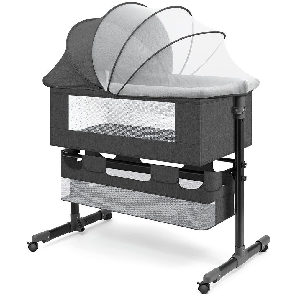 Baby Bassinet,Adjustable Baby Bassinet Bedside Sleeper with Changing Stantion,Bed Side Crib for Infants,Light Gray