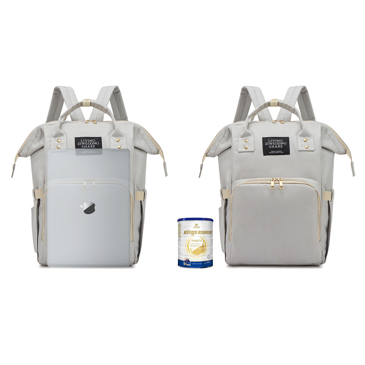Diaper Bag Bacpack, HDJ Large Capacity Travel Diaper Bag with Insulated Milk Bottle Pocket for Mommy