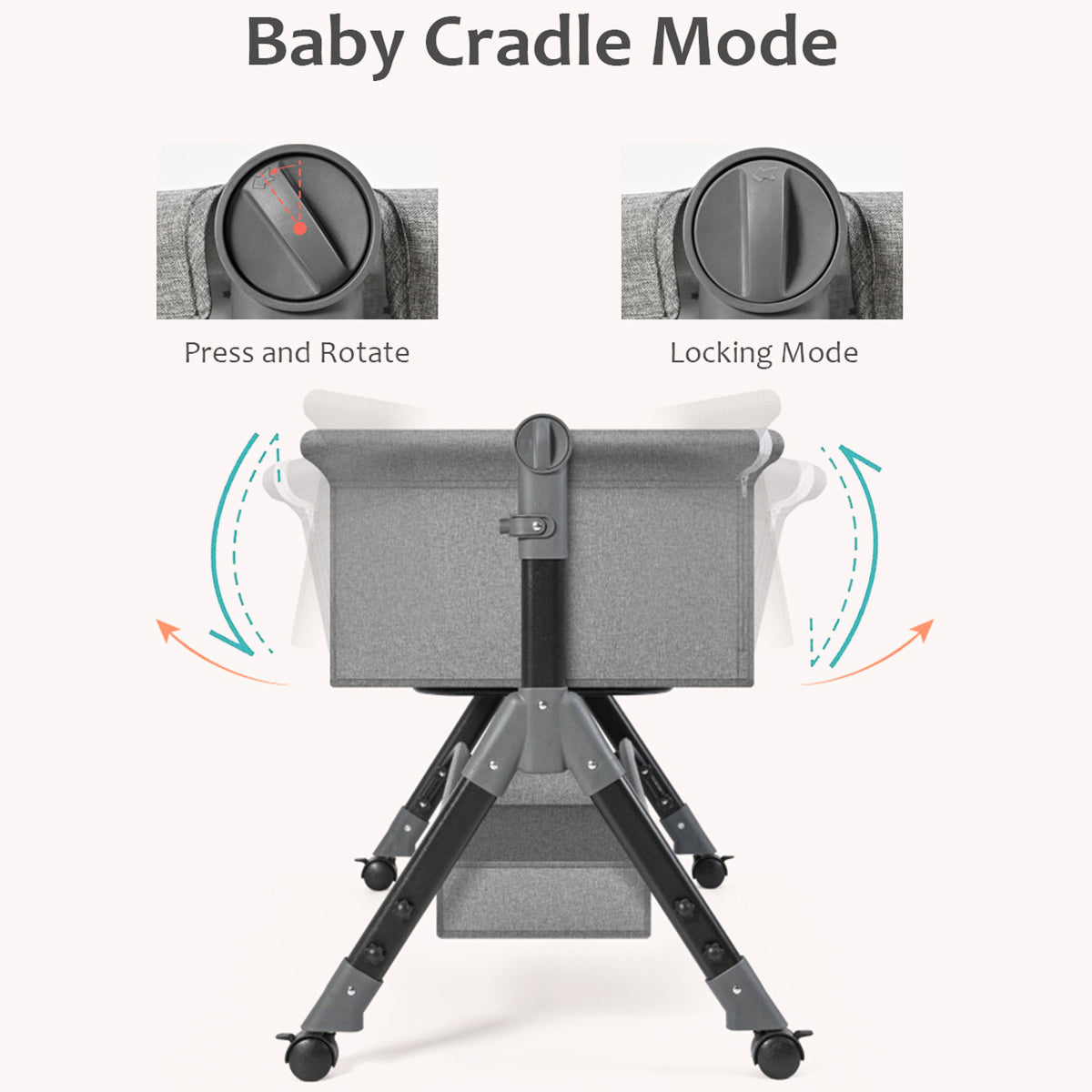 Baby Bassinet for Infant,Adjustable Bedside Sleeper with 360° Wheel and Storage Basket,Crib for Newborns