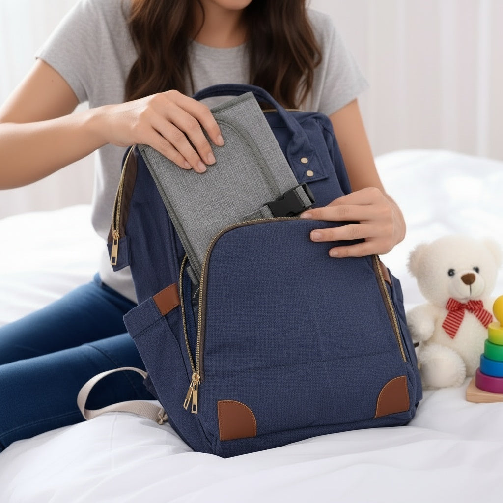 HDJ Portable Diaper Changing Pad, Waterproof Travel Baby Changing Kit with Wipes Pocket,Foldable,Gray