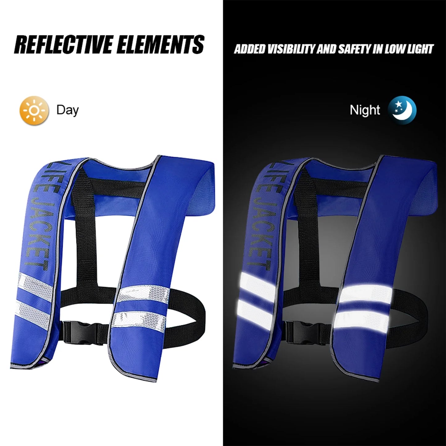Life Jacket,HDJ Automatic Inflatable Life Jacket with Reflectors,PFD Survival Buoyancy Life Vest,Red/Blue