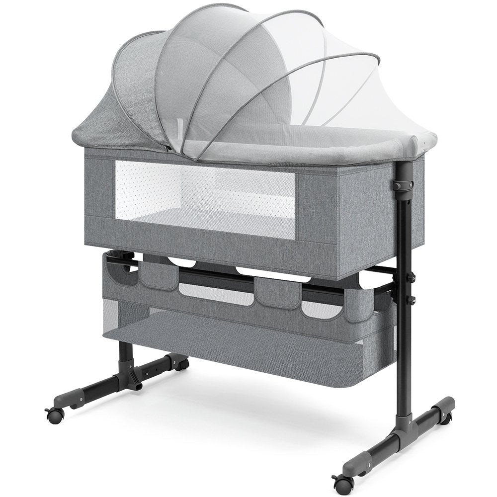 Baby Bassinet,Adjustable Baby Bassinet Bedside Sleeper with Changing Stantion,Bed Side Crib for Infants,Light Gray
