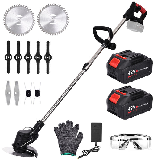 Cordless String Trimmer,HDJ Grass Trimmer with 3 Types Blades,15Ah Battery Powered for Garden,Yard