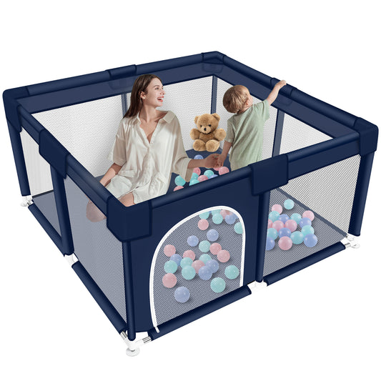 Baby Playpen, HDJ 50*50 inch Baby Play Yard with Soft Breathable Mesh and Anti-Slip Base, Baby Fence Infant Playard for Boy and Girls