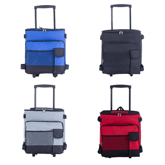 Rolling Cooler, HDJ 43L Large Leakproof Soft Cooler Bag with Wheels and Handle for Beach Camping Patio Travel Outdoor, Blue/Black/Grey/Red