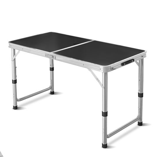 Folding Outdoor Picnic Camping Table, HDJ Portable Aluminum Kitchen Grill Table 47" x 24" with Adjustable Height for Travel Beach, Backyards, BBQ, Picnic, Black