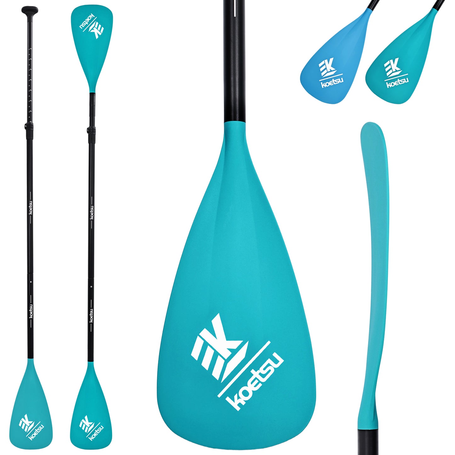 Kayak Paddle SUP Paddle,KOETSU 2-in-1 Adjustable Aluminum Alloy Boat Paddle Oars 67-83in, Detachable Canoe Board Paddle with Anti-Slip Grip,Blue/Green