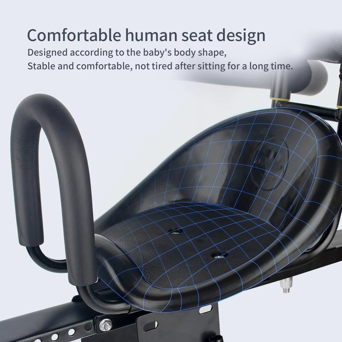 Kids Bike Seat,HDJ Child Bicycle Front Seat,Kids Safety Saddle with Foot Pedals Aluminum Alloy, Black