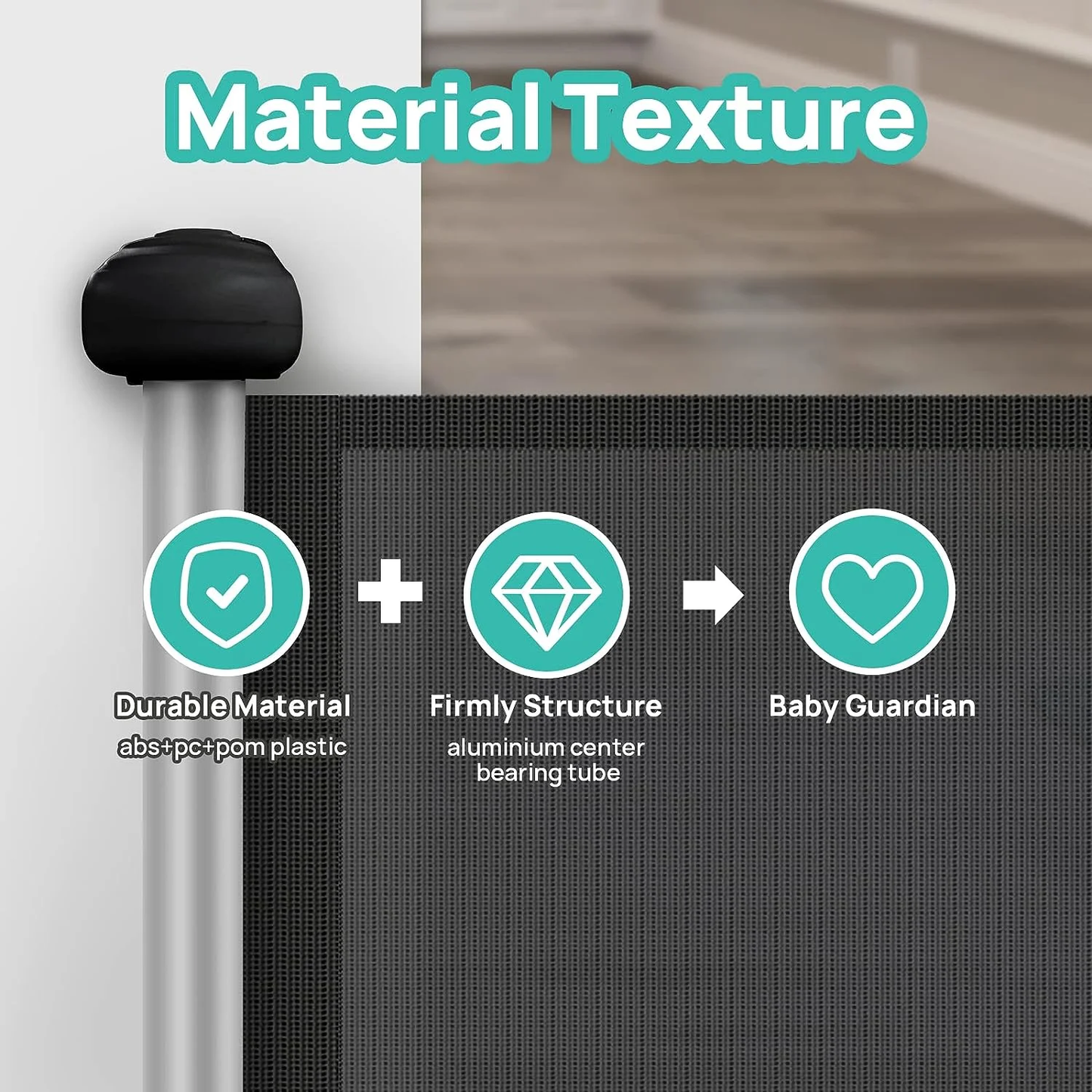 Retractable Baby Gate, HDJ 42-Inch Extra Tall Baby Gate, 71" Wide Baby Gate Dog Gate for Stair, Doorway, Gray/Black