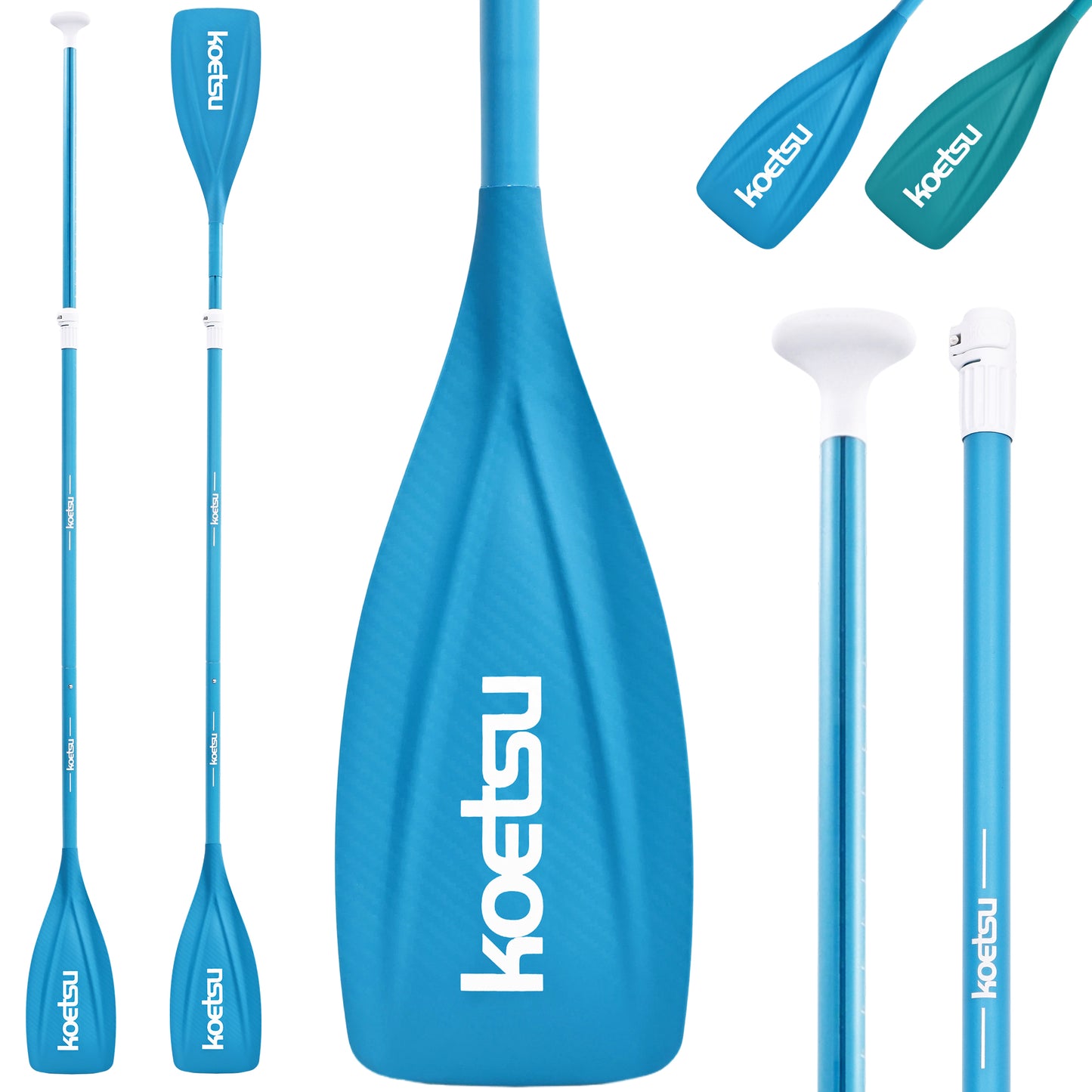 Kayak Paddle,KOETSU 2-in-1 Aluminum Alloy Boat Paddle Oars, Adjustable Canoe Board Paddles SUP Paddle Detachable 4 Piece, 85in,Green/Blue