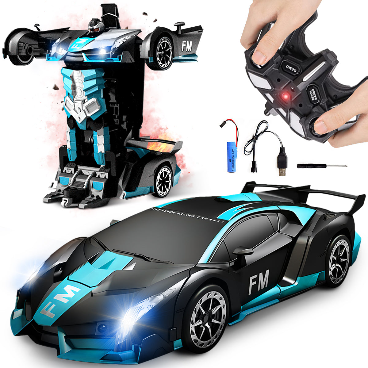 Remote Control Car,HDJ RC Cars One-Button Transforming, 360° Rotation Drifting, 1:18 Toy Gift for Kids,4-8 Years Old Boys/Girls