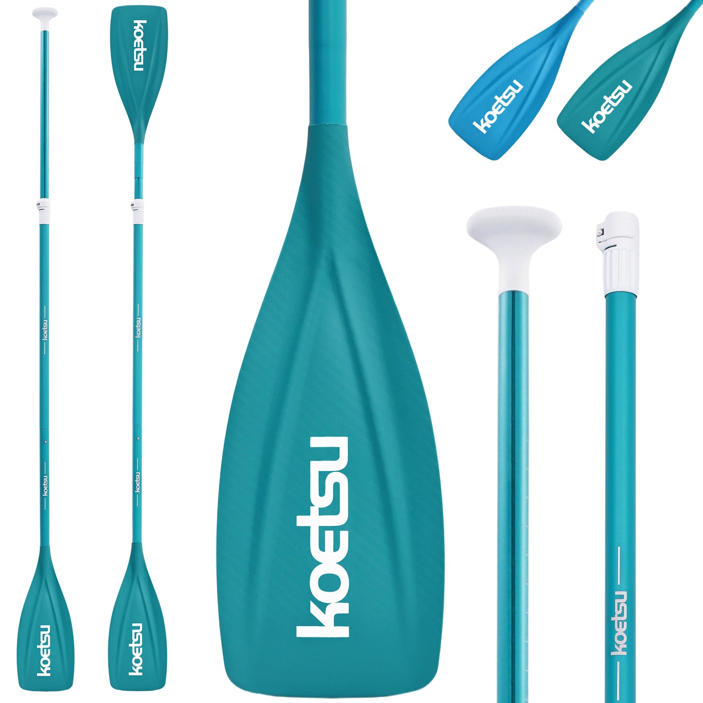 Kayak Paddle,KOETSU 2-in-1 Aluminum Alloy Boat Paddle Oars, Adjustable Canoe Board Paddles SUP Paddle Detachable 4 Piece, 85in,Green/Blue