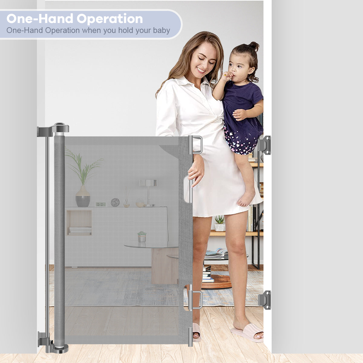 71" Extra Wide Retractable Baby Gate,34" Tall Mesh Baby Safety Gates for Stairs,Hallways,Doorways,Dog Gate Pet Gate for Indoor and Outdoor