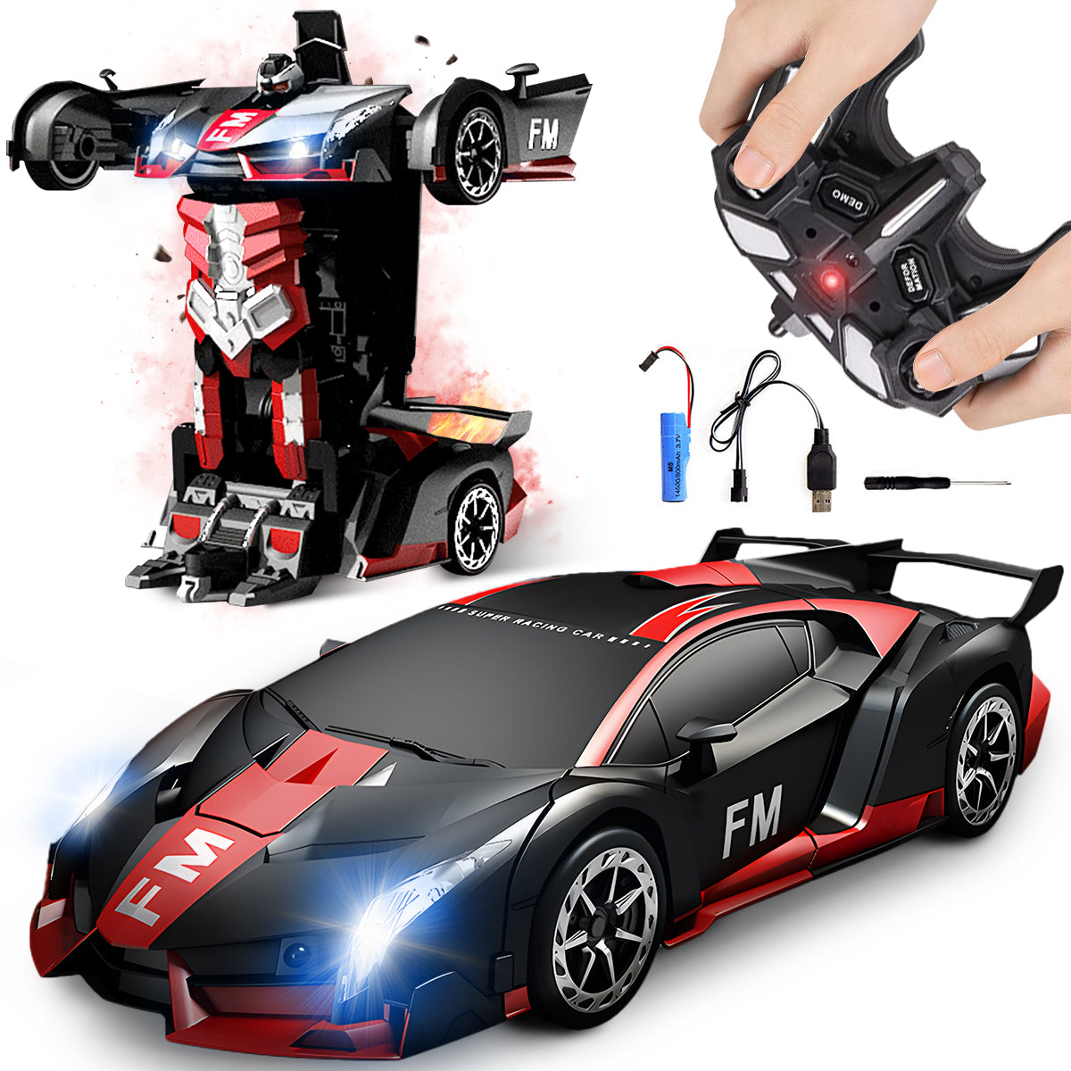 Remote Control Car,HDJ RC Cars One-Button Transforming, 360° Rotation Drifting, 1:18 Toy Gift for Kids,4-8 Years Old Boys/Girls