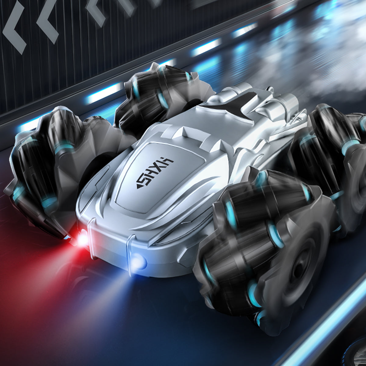 HDJ Remote Control Car,Double Sided 360° Rotating 4WD RC Cars, 2.4GHz Electric Race Stunt Toy Car Rechargeable Toy Cars for Boys Girls Birthday(Silver/Black)