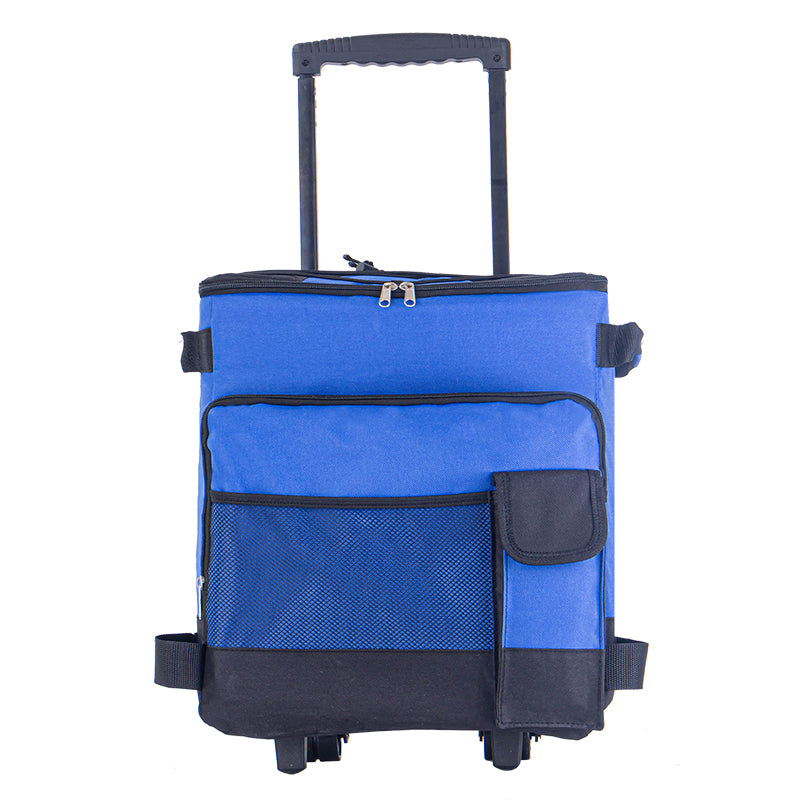Rolling Cooler, HDJ 43L Large Leakproof Soft Cooler Bag with Wheels and Handle for Beach Camping Patio Travel Outdoor, Blue/Black/Grey/Red