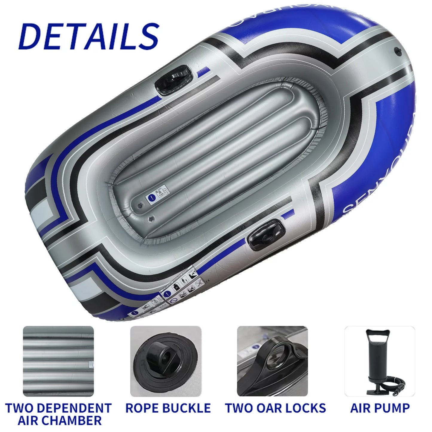 Inflatable Boat,2 Person 74 inch Inflatable Raft Fishing Boat with 2 Oars and Pump