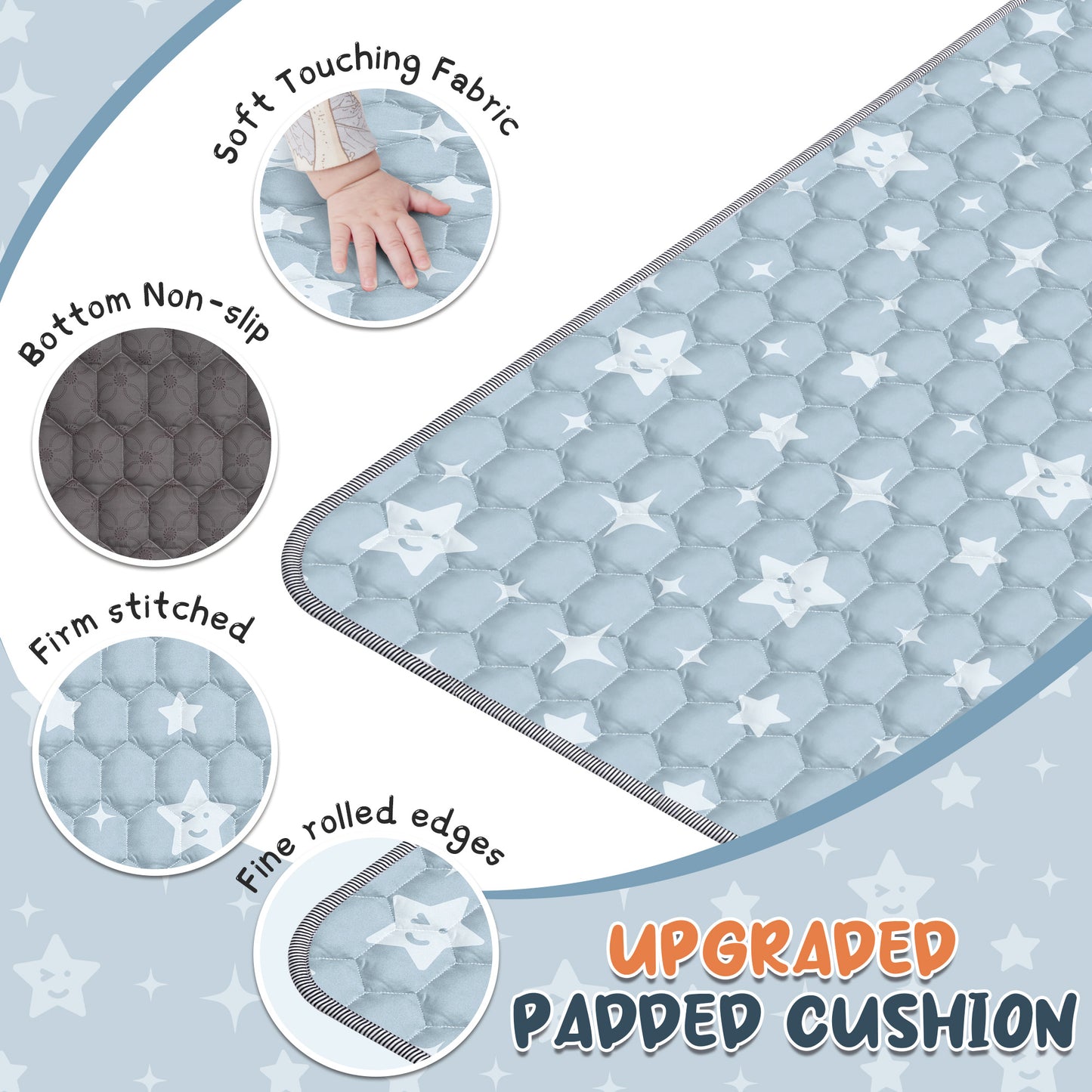 Foldable Baby Play Mat 79in*71in, HDJ Baby Mat for Floor Playpen, Portable Crawling Mat for Babies Toddlers Infants, Blue