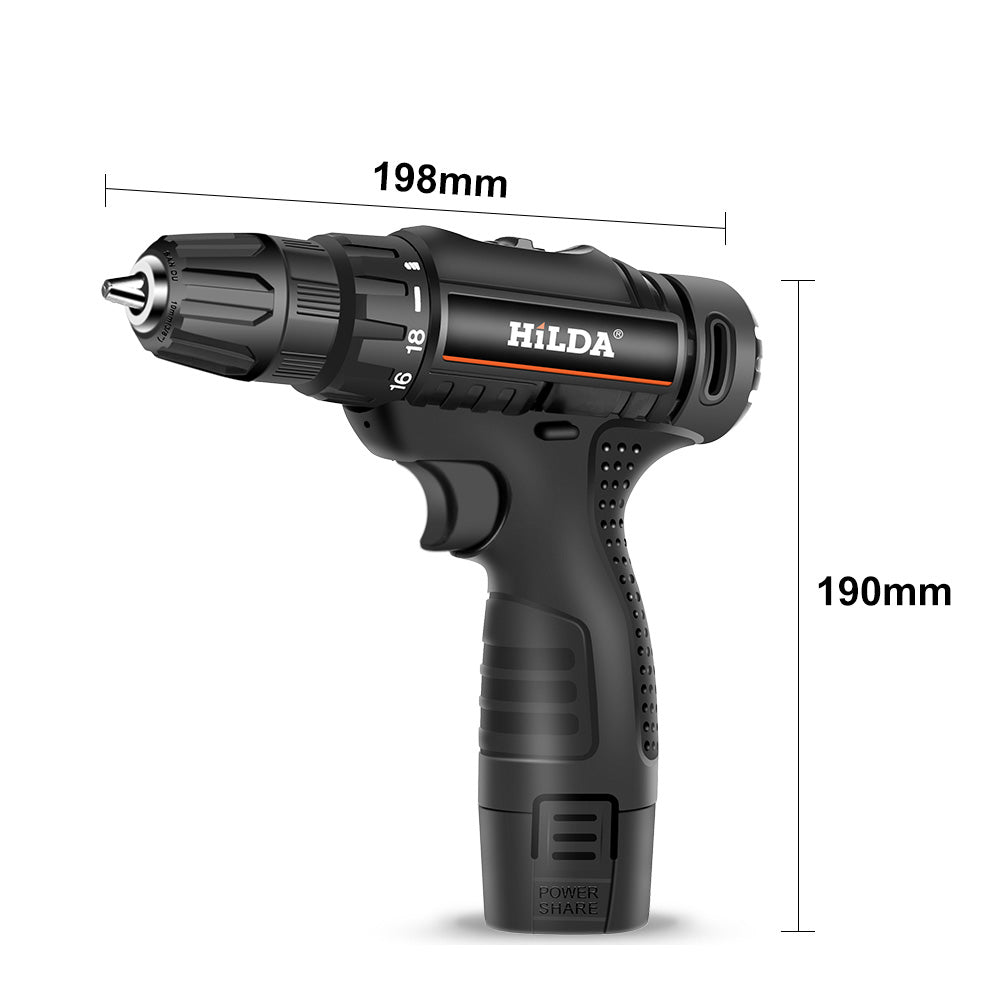 Cordless Drill, HDJ 12V Impact Hand Drill with Rechargeable Battery for DIY and Professional Tasks