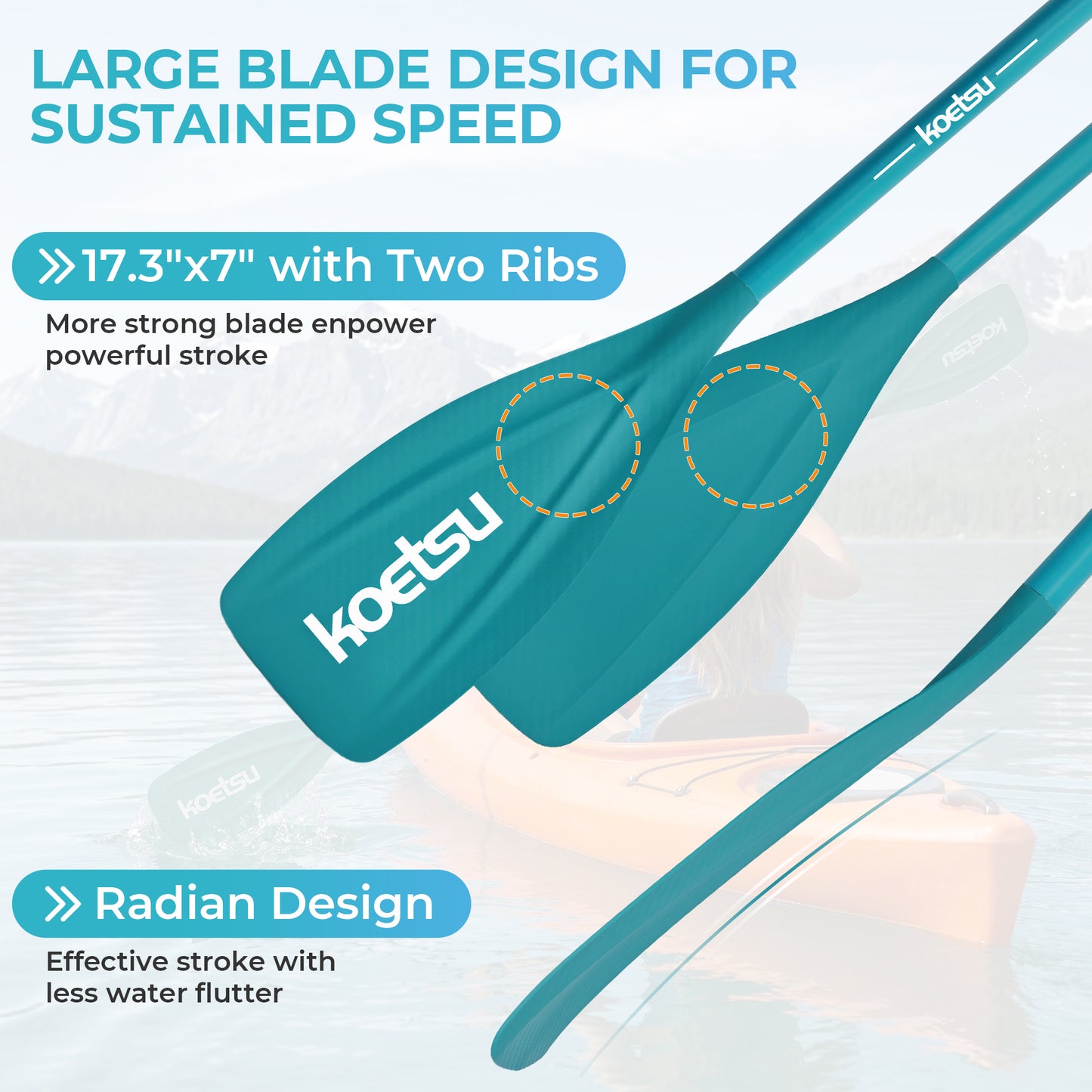 Kayak Paddle,KOETSU 2-in-1 Aluminum Alloy Boat Paddle Oars, Adjustable Canoe Board Paddles SUP Paddle Detachable 4 Piece, 85in,Green/Blue