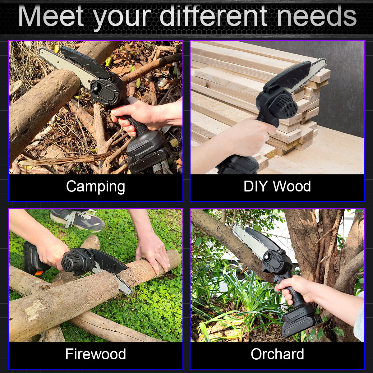 HDJ 6 Inch Cordless Mini Chainsaw with 2PCS 10000mah Batteries,Electric Chainsaw One-Hand Pruning Shears for Wood Cutting Tree Branch Trimming, Black