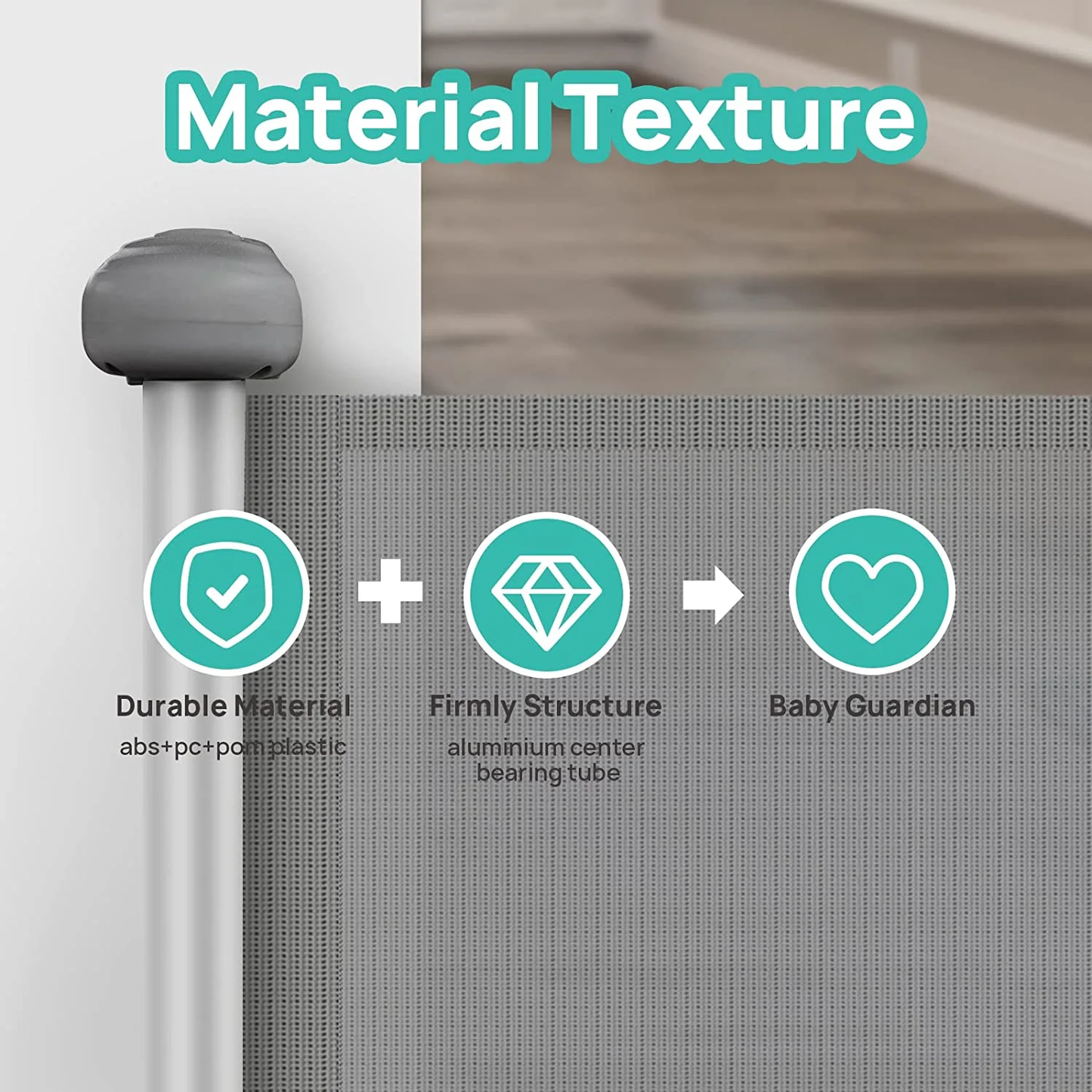 Retractable Baby Gate, HDJ 42-Inch Extra Tall Baby Gate, 71" Wide Baby Gate Dog Gate for Stair, Doorway, Gray/Black