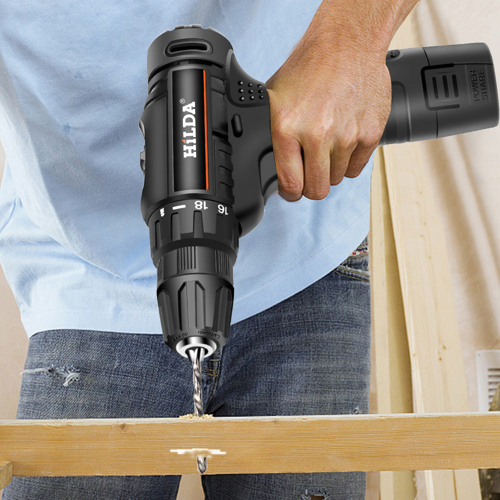 Cordless Drill, HDJ 12V Impact Hand Drill with Rechargeable Battery for DIY and Professional Tasks