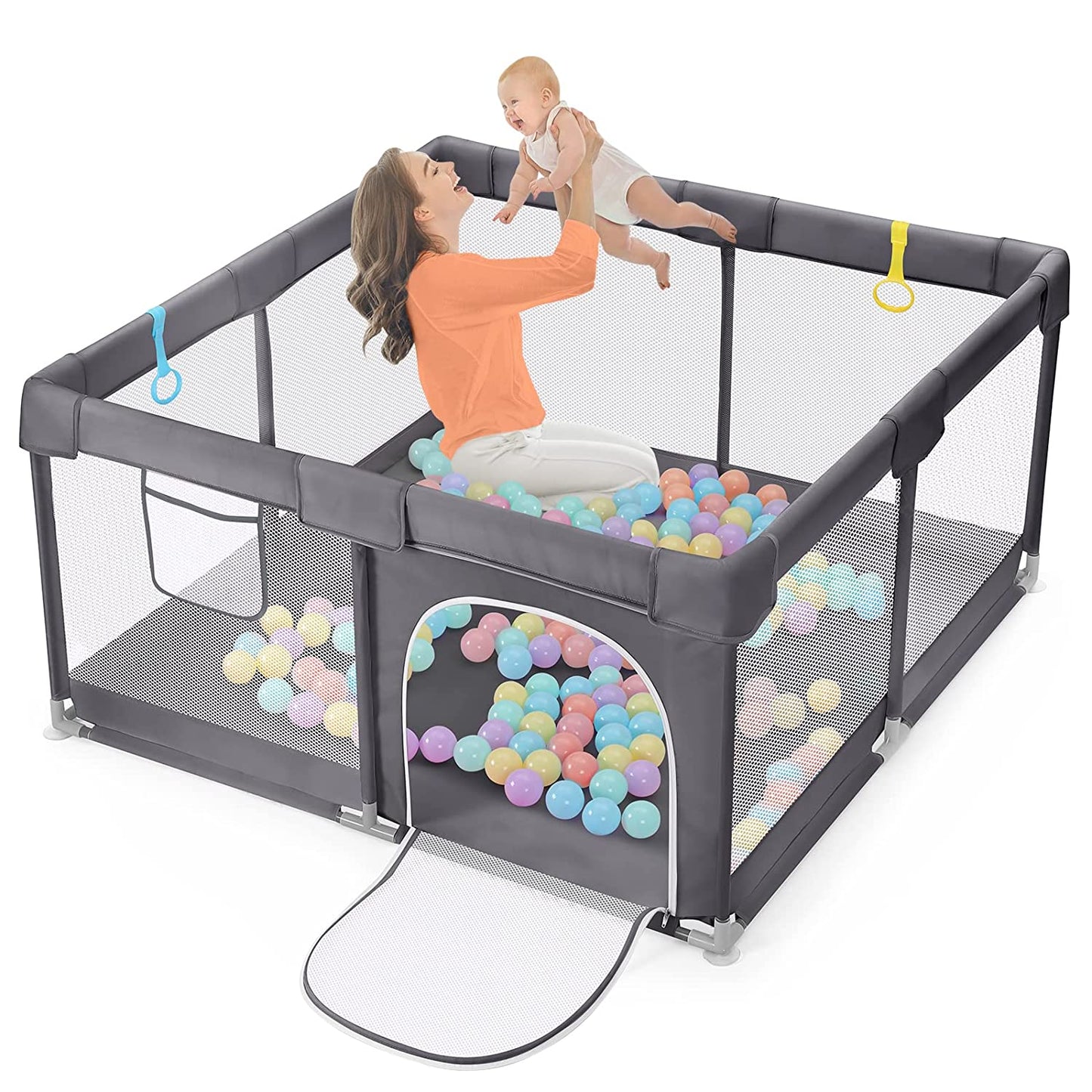 Baby Playpen, HDJ Large Playard for Toddlers,50 x 50inch Baby Fence with Anti-Slip Base,Kids Activity Center for Indoor & Outdoor