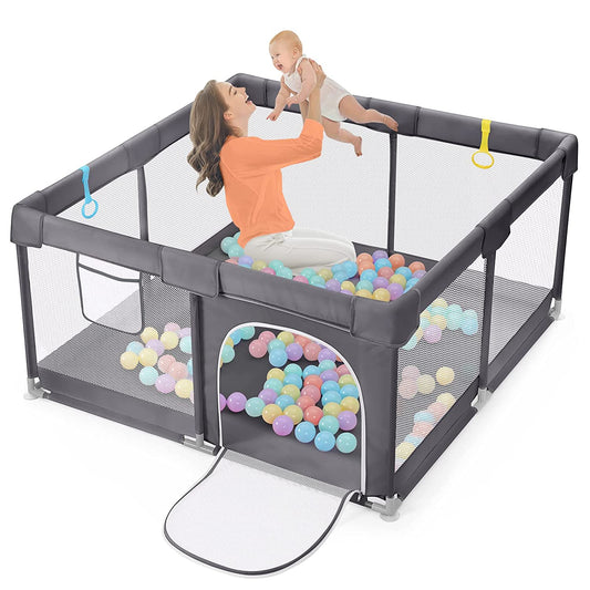 Baby Playpen, HDJ Large Playard for Toddlers,50 x 50inch Baby Fence with Anti-Slip Base,Kids Activity Center for Indoor & Outdoor