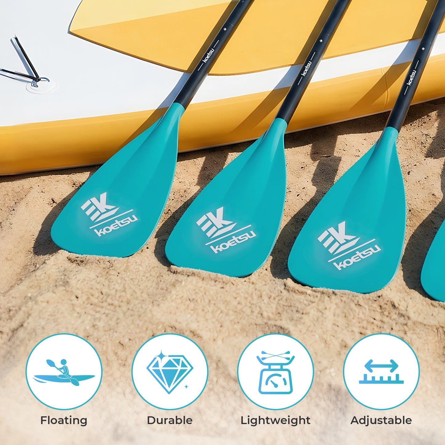 Kayak Paddle SUP Paddle,KOETSU 2-in-1 Adjustable Aluminum Alloy Boat Paddle Oars 67-83in, Detachable Canoe Board Paddle with Anti-Slip Grip,Blue/Green