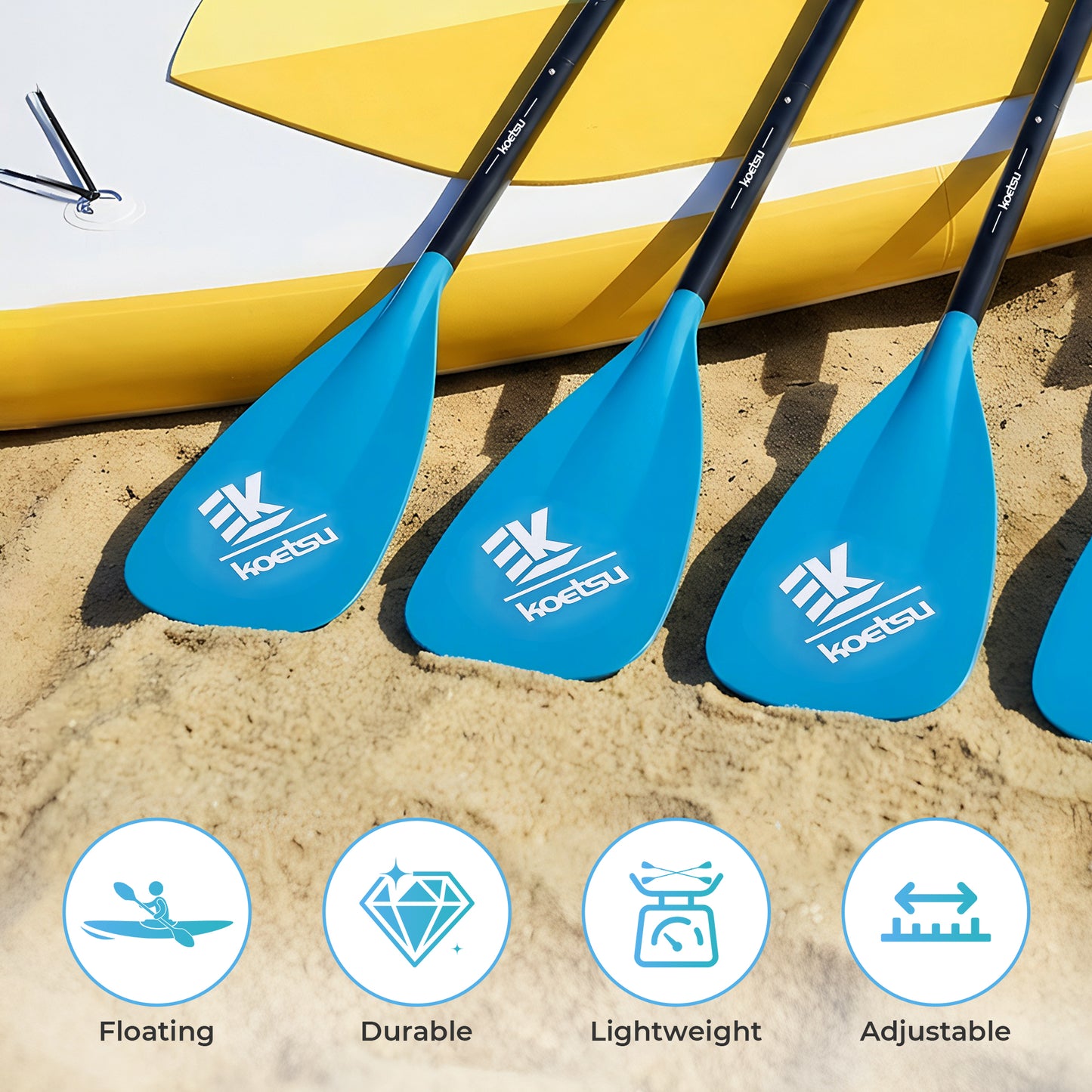 Kayak Paddle SUP Paddle,KOETSU 2-in-1 Adjustable Aluminum Alloy Boat Paddle Oars 67-83in, Detachable Canoe Board Paddle with Anti-Slip Grip,Blue/Green