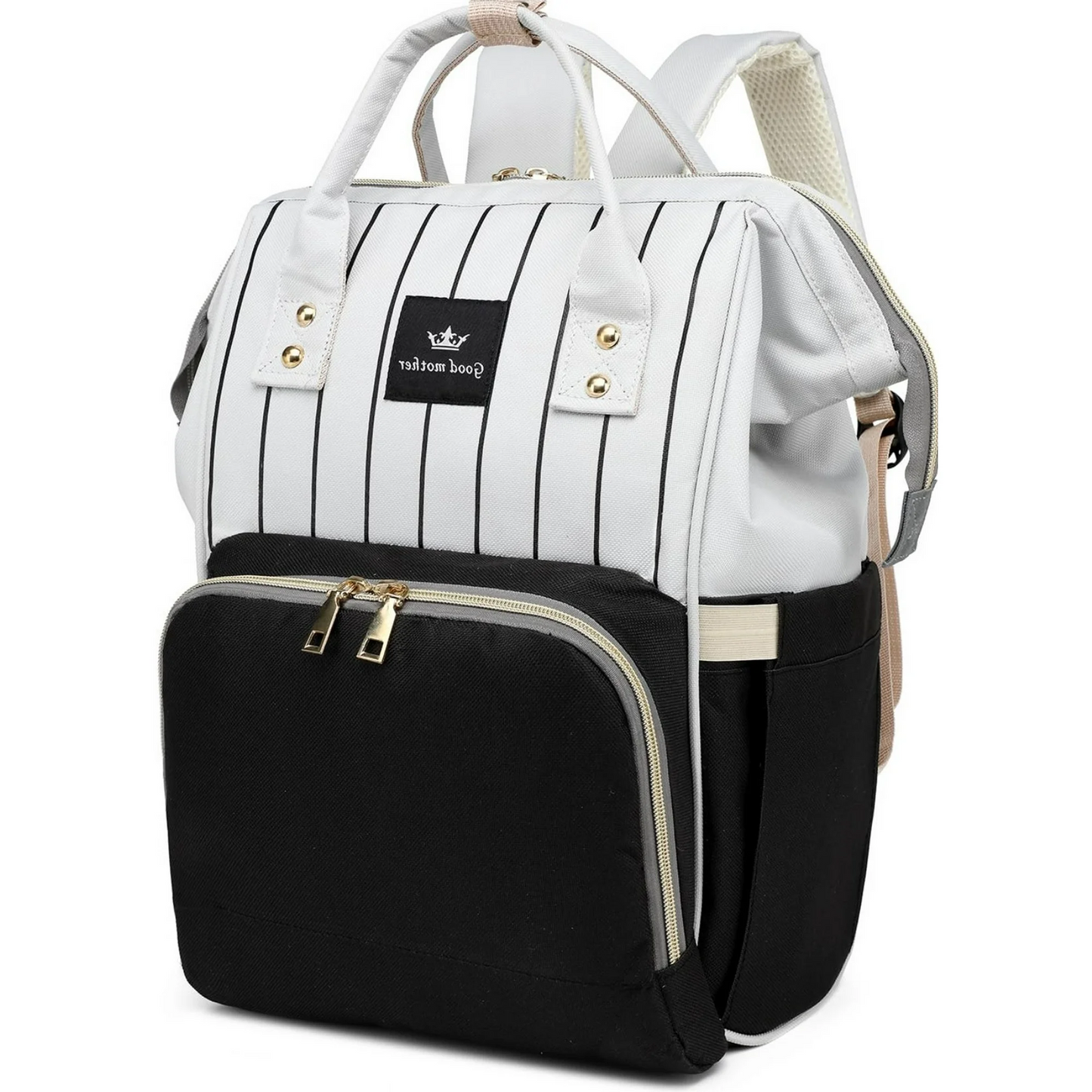 Diaper Bag Bacpack, HDJ Diaper Bag for Travel, Large Capacity Bacpack with Insulated Milk Bottle Pocket for Mommy,Navy/Black