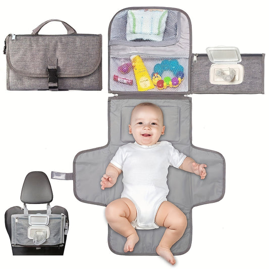 Portable Diaper Changing Pad, Waterproof Travel Changing Kit, Baby Shower Gift , Gray