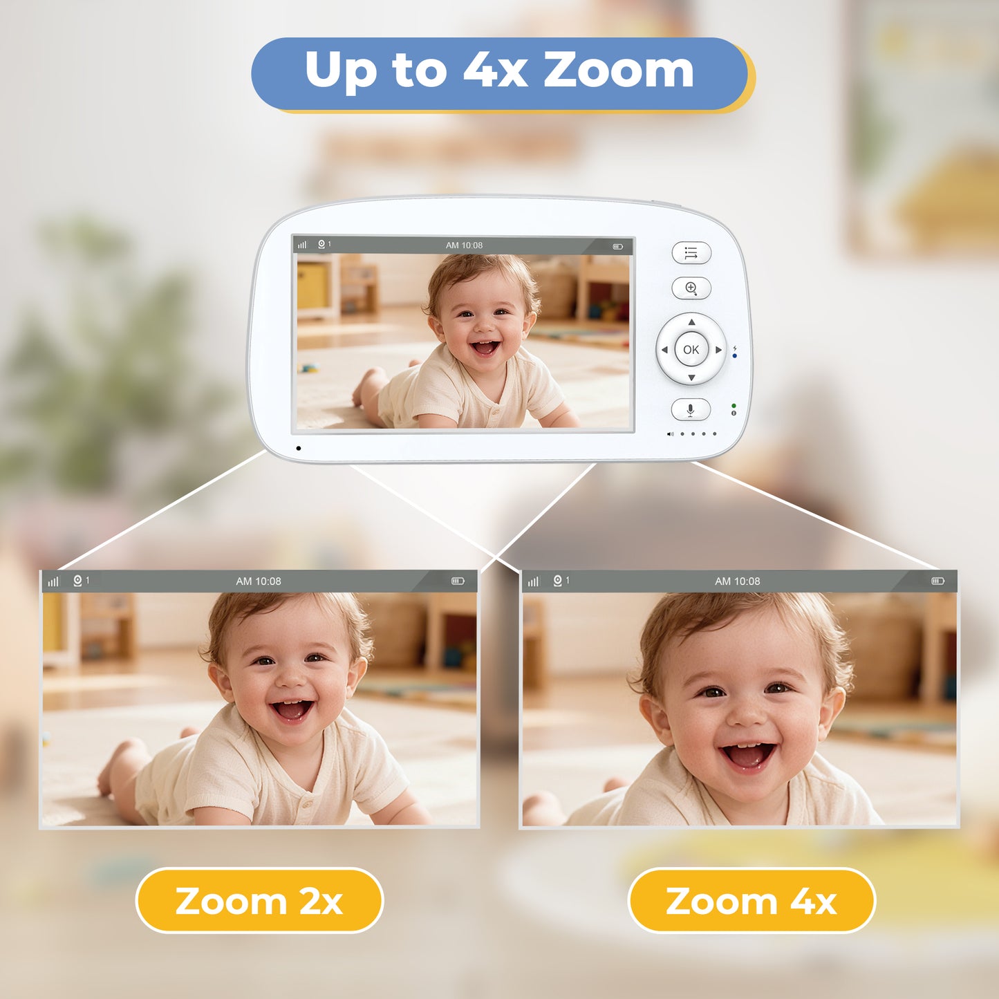 HDJ Baby Monitor with Camera and Audio,5" LCD Screen Video Baby Monitor-VOX,Lullabies,No WiFi,1000 ft Range,Feeding Timer,Temperature Sensor,Night Vision