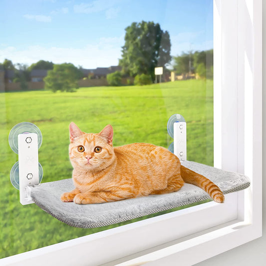 Cat Window Perch, HDJ Kitten Hammock & Shelf for Wall ,Foldable Pet Beds for Indoor Cat, Gray
