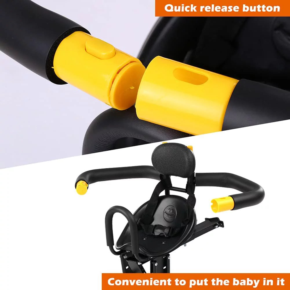 Kids Bike Seat,HDJ Child Bicycle Front Seat,Kids Safety Saddle with Foot Pedals Aluminum Alloy, Black