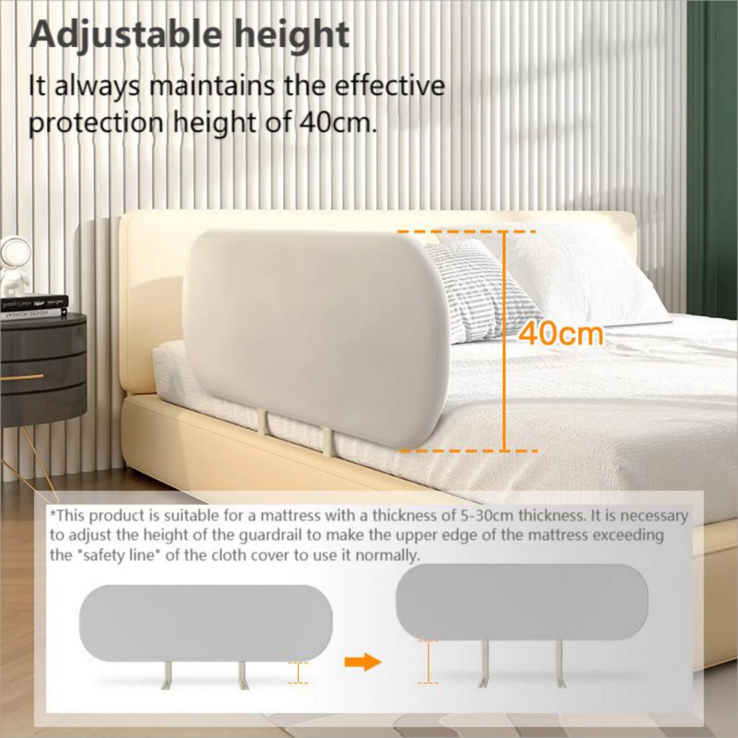 Bed Rails for Toddlers,Foldable Bed Rails for Travel,Safety Bed Rail,47/59inch,Grey