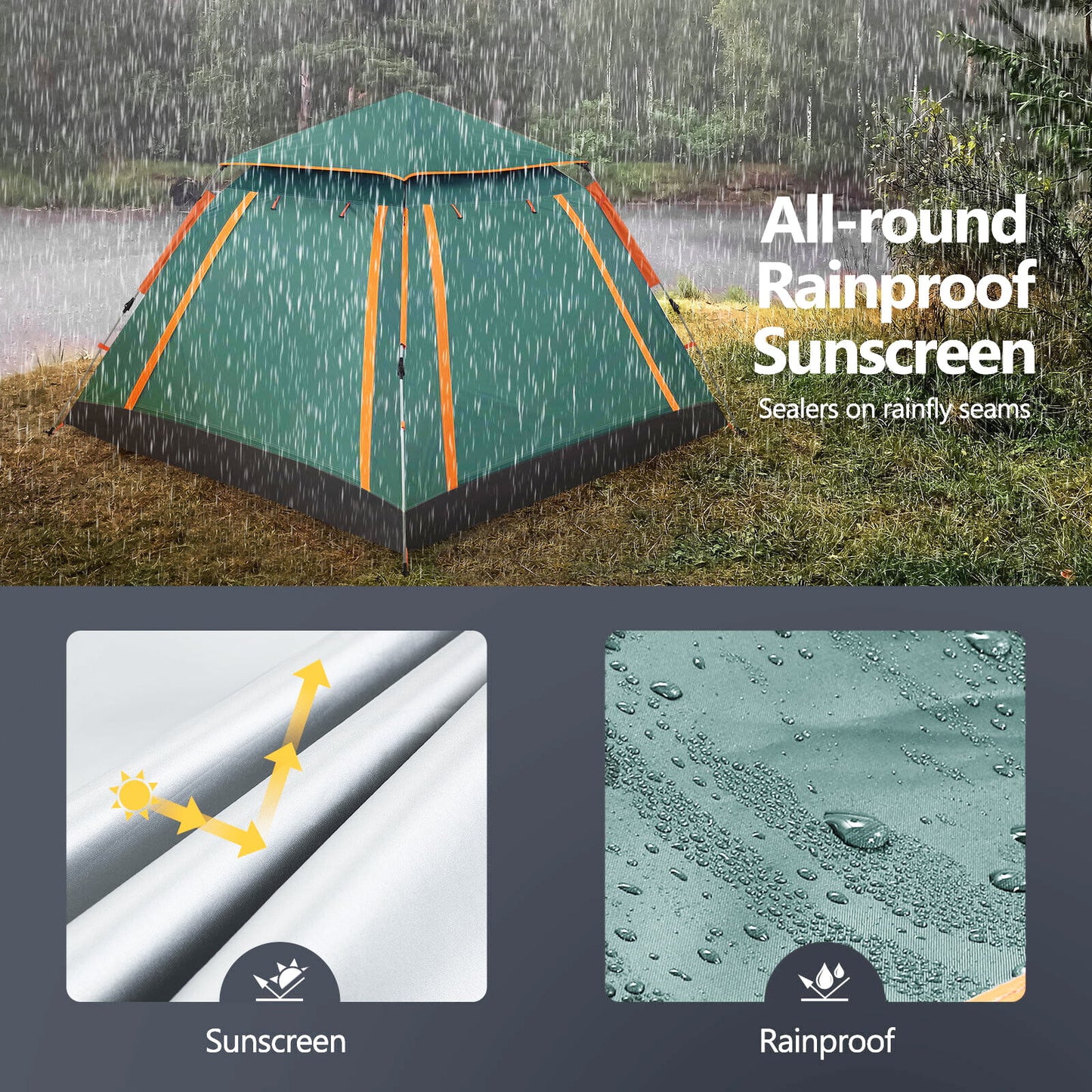 Tents for Camping, 3/4 Person Canbin Tent with Automatic Pop-Up Design and Carry Bag,Waterproof Outdoor Tent for Family Hiking Camp Beach