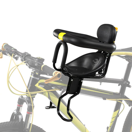 Kids Bike Seat,HDJ Child Bicycle Front Seat,Kids Safety Saddle with Foot Pedals Aluminum Alloy, Black