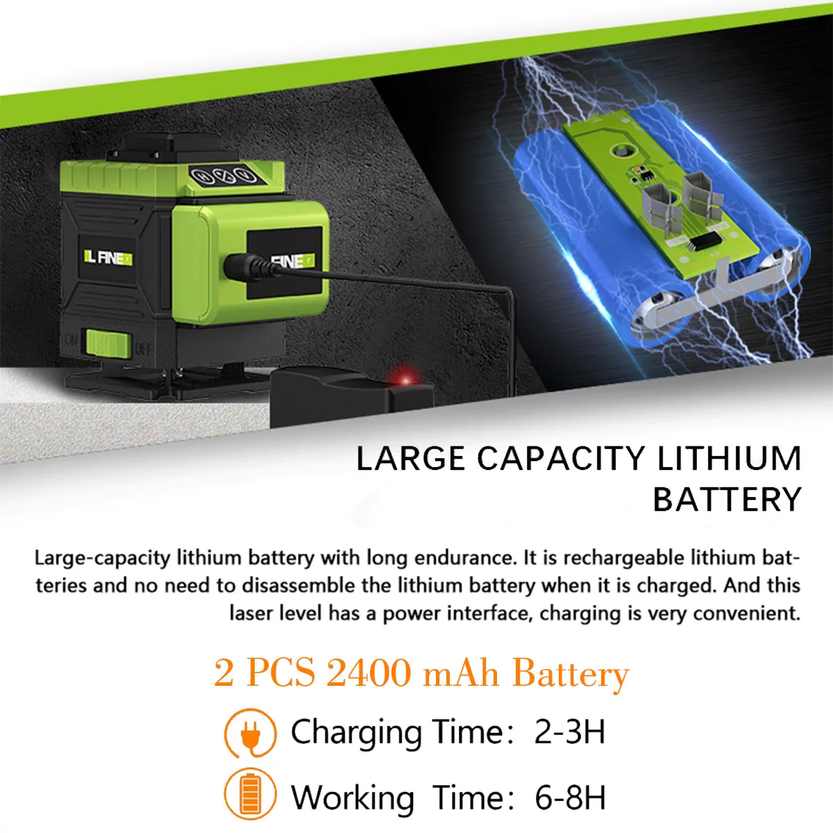 Laser Level Self Leveling,HDJ 16 Lines 4x360° Laser Level Tool,4D Green Cross Horizontal Vertical Laser Tool With Remote Control and 2PCS 2400mAh Battery