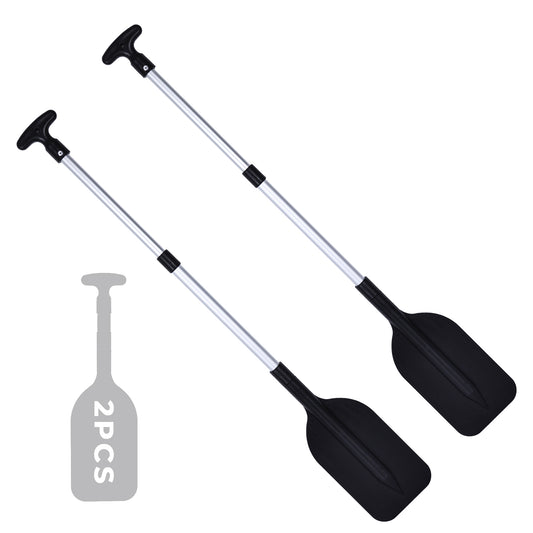 Kayak Paddle, HDJ 2Pcs Boat Paddles Telescoping Emergency Oar for Boat, 42'' Adjustable Anti Slip Aluminum Plastic Canoe Paddles, Black