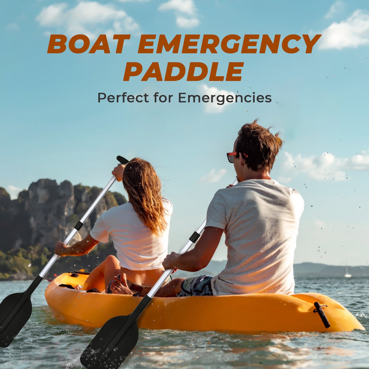 Kayak Paddle, HDJ 2Pcs Boat Paddles Telescoping Emergency Oar for Boat, 42'' Adjustable Anti Slip Aluminum Plastic Canoe Paddles, Black