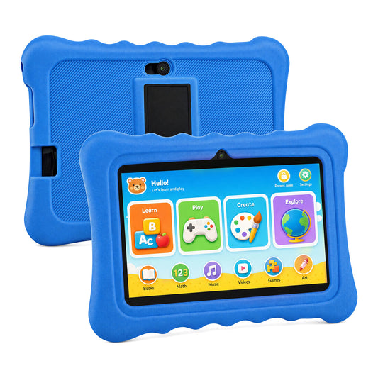 HDJ 7" Kids Tablet,Children Tablet with Parent Control 32GB Android 13, Bluetooth, Wi-Fi, Blue/Pink